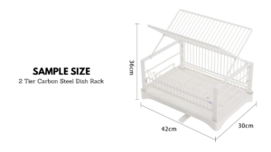 Picutre of the 2 tier carbon steel dish rack sample size