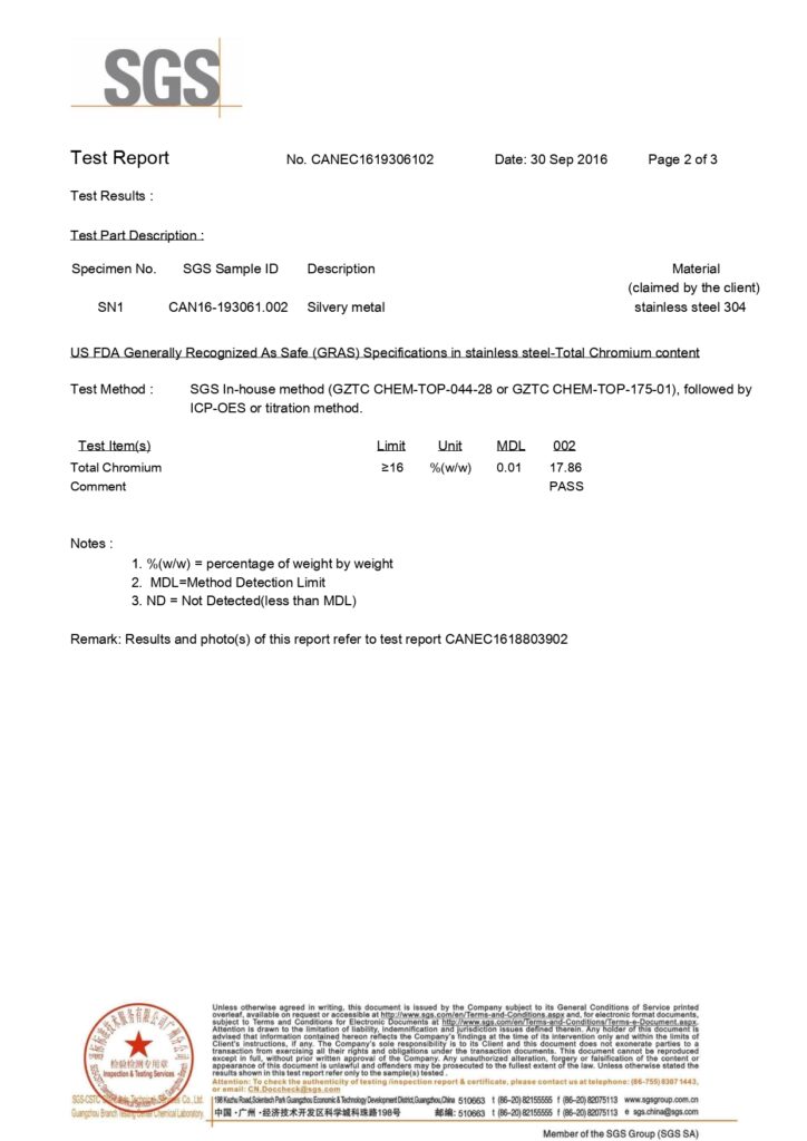 Quality Assurance for OEM Metal Products - Foshan ATA METAL wire products SGS report 1 Page 2