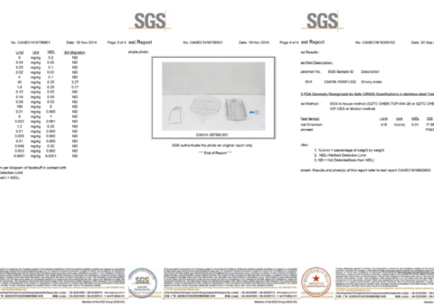SGS Reports - quality assurance for OEM metal products